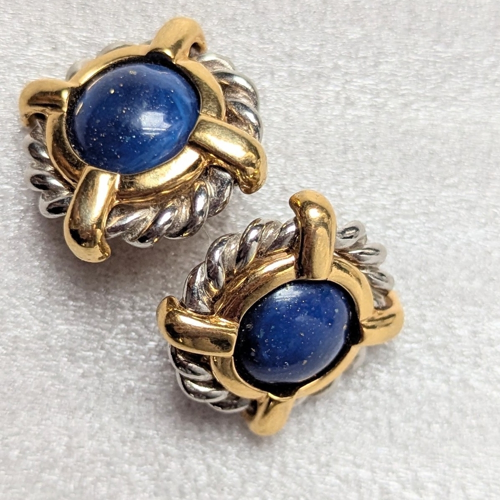 Elegant Gold and Blue Earrings